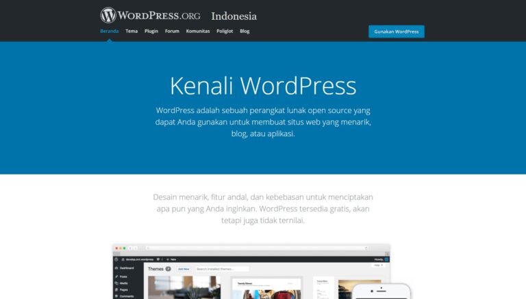 Beranda website WordPress
