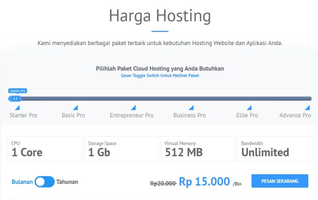 Harga Cloud Hosting cPanel IDCloudHost