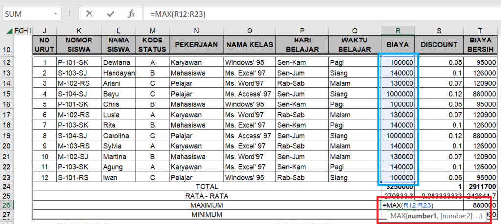 Rumus Excel, Rumus MAX