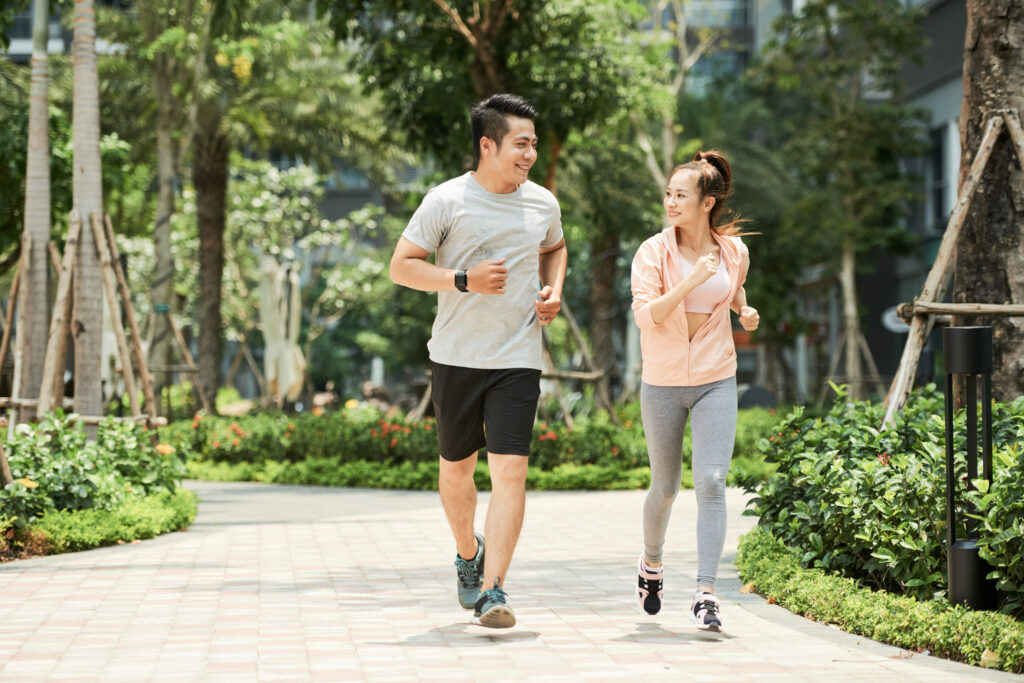 Couple jogging at the park