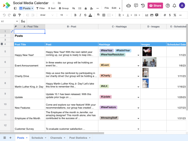 Contoh Social Media Plan Spreadsheets