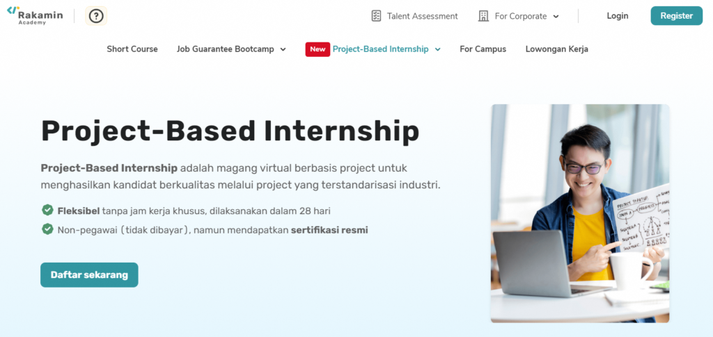rakamin project based internship Project-Based Internship adalah magang virtual berbasis project untuk menghasilkan kandidat berkualitas melalui project yang terstandarisasi industri.