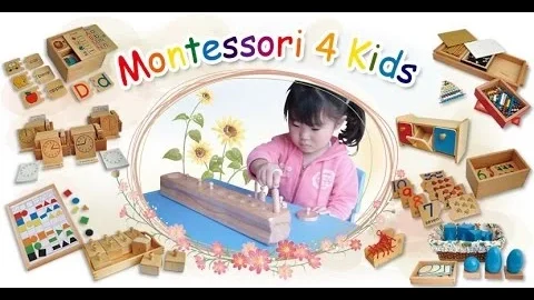 Anak sedang beljar menggunakan media pembelajaran untuk metode Montessori