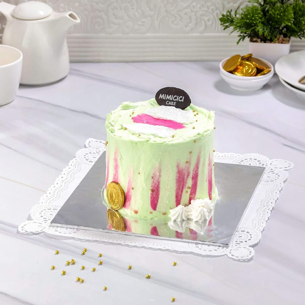 Korean Cake green stripe pink