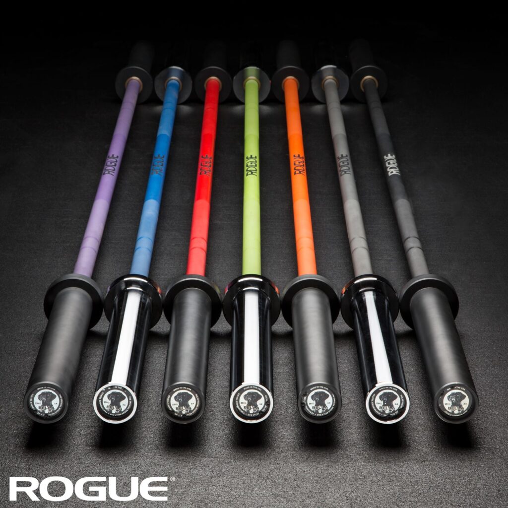 rogue colorful barbell gym equipment