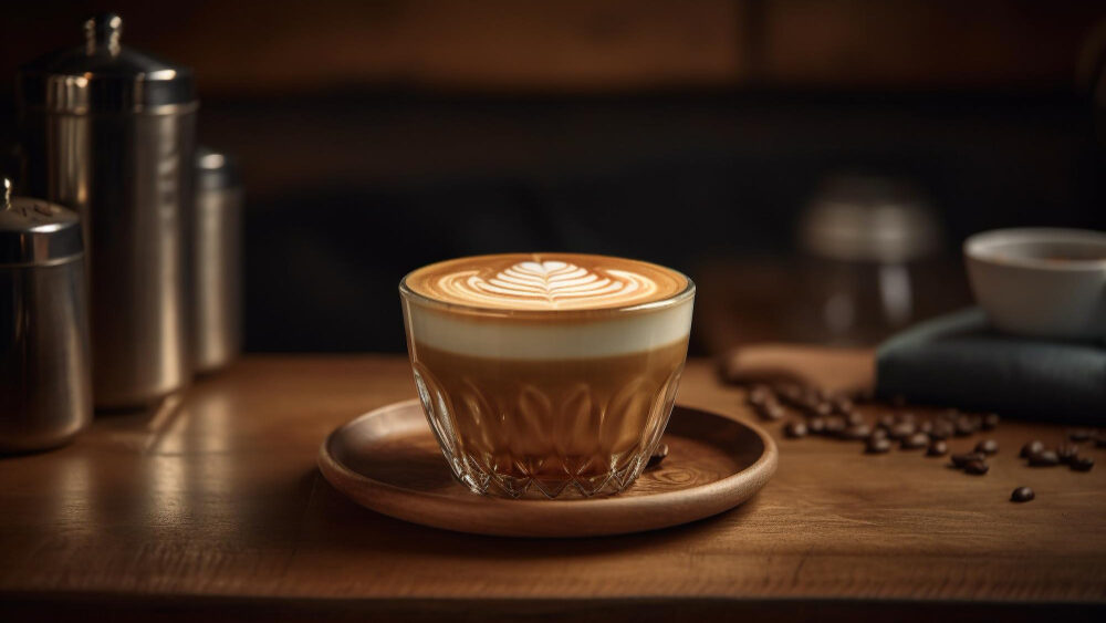 Kopi capuccino di atas meja