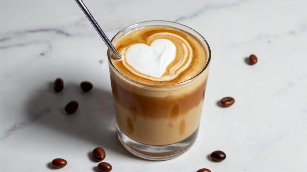 kopi latte di atas meja