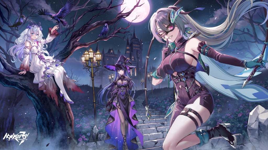 Poster Honkai Impact 3rd, poster berisi tiga karakter dari Honkai Impact 3rd