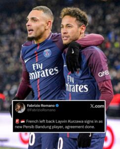 Layvin Kurzawa saat bermain bersama Neymar di PSG sebelum menjadi pemain Persib Bandung sekarang.